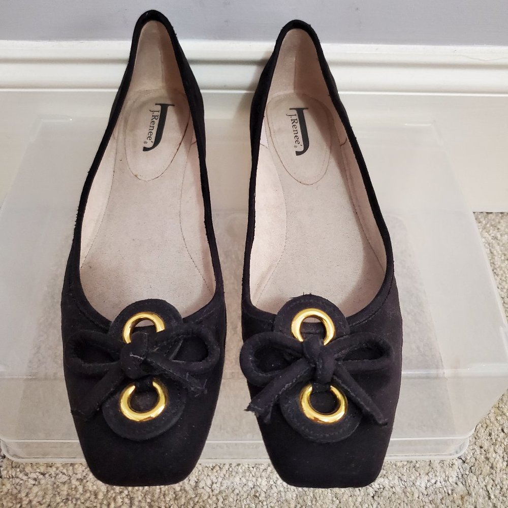J. Renee Edelin Black Suede Flats